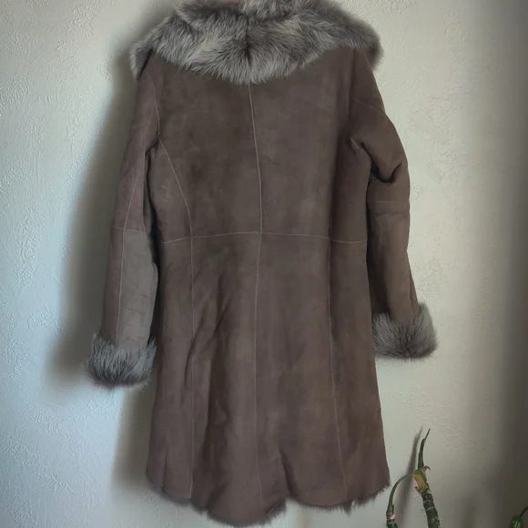 Toscana Sheepskin Shearling Coat Brown Suede Leather - Picture 3 of 9